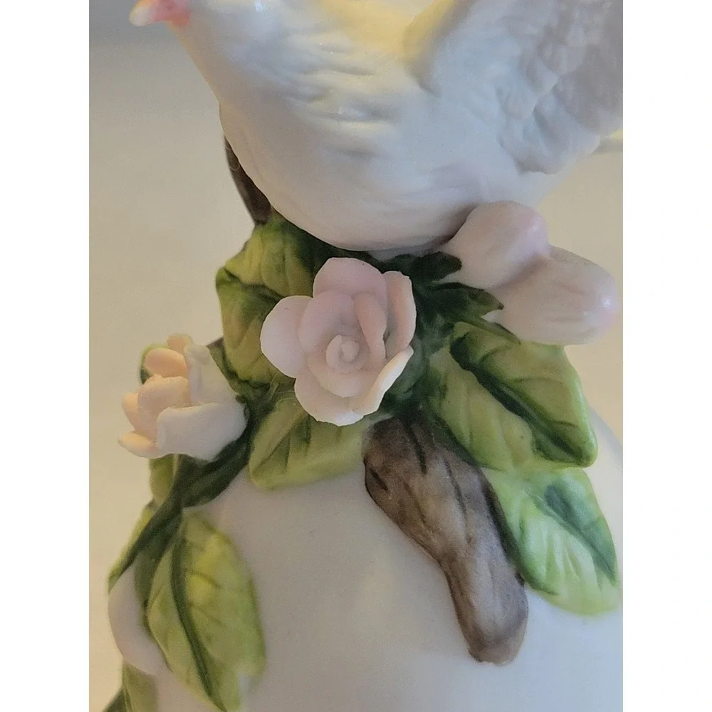 Vintage Seymour Mann Bisque Porcelain Dove Bell Ornament Floral Bird 1996 Decor‎